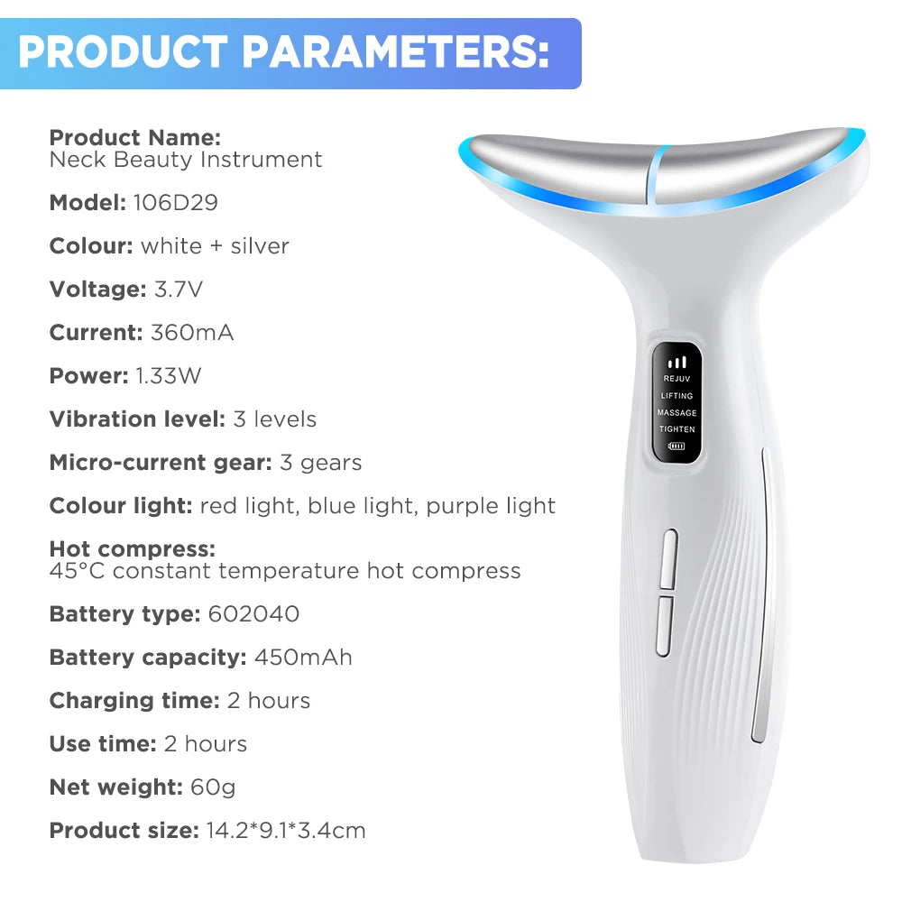 Appareil de beauté du visage et du cou, Massage par vibrations pour le visage et le cou, Skindion personnel, appareil de beauté à usage domestique, Machine de Lifting du visage