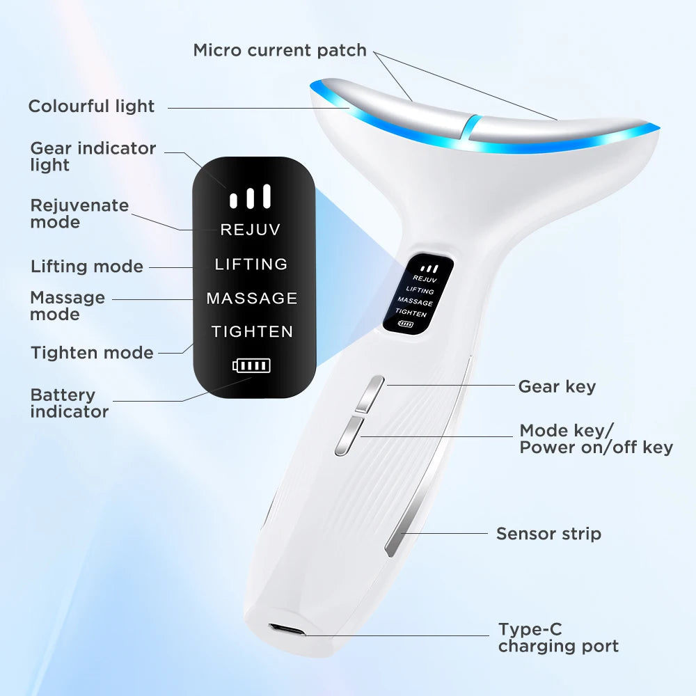 Appareil de beauté du visage et du cou, Massage par vibrations pour le visage et le cou, Skindion personnel, appareil de beauté à usage domestique, Machine de Lifting du visage